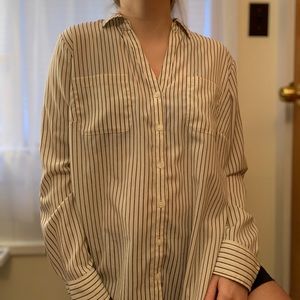 Black + White Pin Stripe Blouse